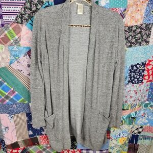 Matty M Open Front Cardigan Sweater Knit‎ Pockets Cozy Comfy Heather Gray S